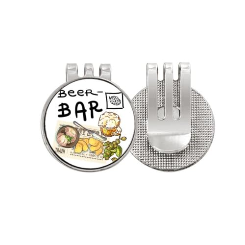 Marker de balle de golf magnétique pour casquette motif steak et bière