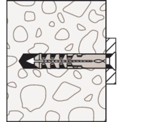 Image of fischer S6 Universal Wall Anchors for Concrete and Solid Masonry, 1 /4 inch x 1-3 /16 inch (6 x 30 mm), Rimless Nylon, Two-Direction Expansion - 100 Units