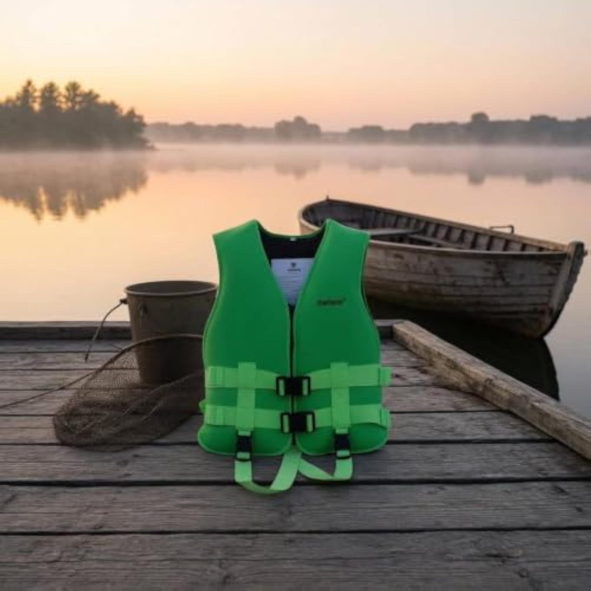 Buckle Closure Zip-Front Life Jacket, Open-Arm Sleeveless