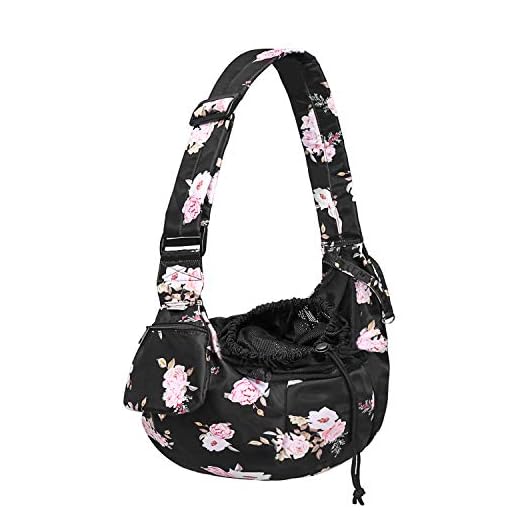 Petmolico Pet Dog Sling Carrier, Hands Free Breathable Mesh Adjustable Dog Cat Puppy Bag with Zipper Pocket for Daily Walk, Travel Outdoor Activity and Weekend Adventure, Pink Rose