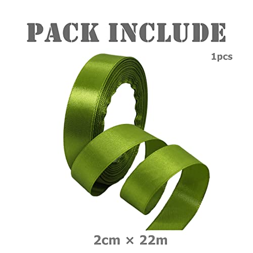 20mm Army Green Ribbon for Gift Crafting,22M Green Polyester Double Sided Satin Ribbon for Gift Wrapping Balloon Ribbon,Fabric Thick Ribbon for Xmas Valentine Bouquets Hair Bow Cake Wedding Decor