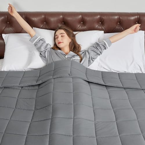 CYMULA Weighted Blanket for Adults (25lbs 80"x87" King Size) - Cooling Breathable Heavy Blankets for Summer Winter - Ultra Microfiber Soft Comfort Blanket with Glass Beads - Gifts for Men/Women