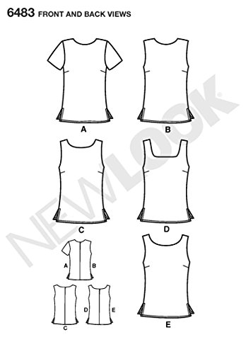 Look Sewing Pattern 6483 Misses Tops, Size A (6-8-10-12-14-16)