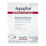 Aquaphor Repairing Foot Masks, Moisturizing Socks for Dry Feet, Hydrating Foot Care Treatment with Avocado Oil and Shea Butter, Pack of 6