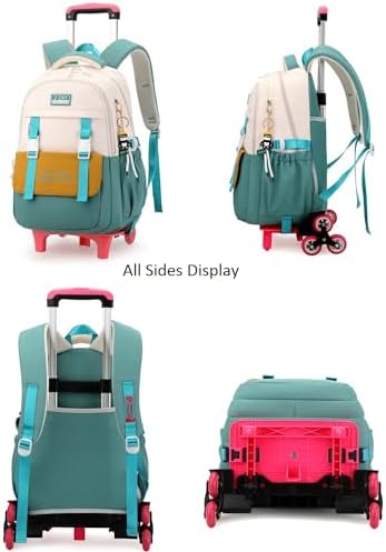 ETAISHOW Rolling Backpack for Girls Backpack with Wheels Roller Bookbag Wheeled Bag Trolley School Bag