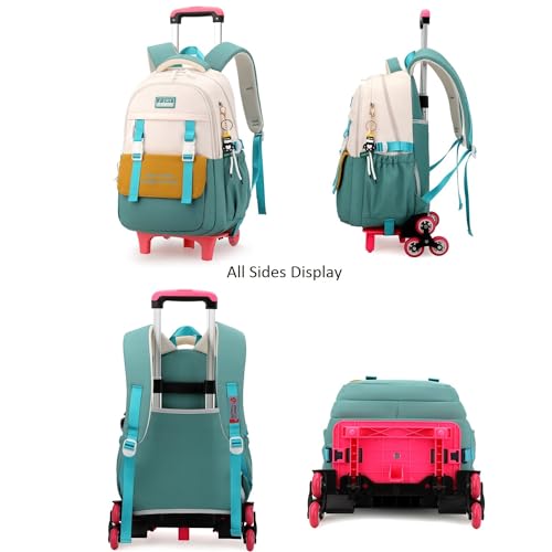 ETAISHOW Rolling Backpack for Girls Backpack with Wheels Roller Bookbag Wheeled Bag Trolley School Bag