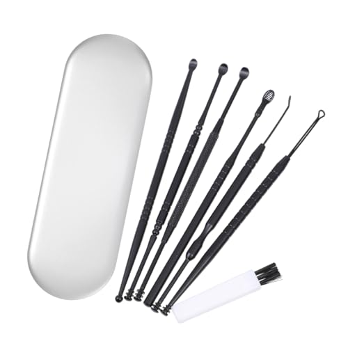 Baluue Juego De Herramientas Limpieza Orejas Acero Inoxidable 6 Piezas Con Diseño Ergonómico Para Uso Diario En Casa Y Viajes Eliminación Segura De Cerumen