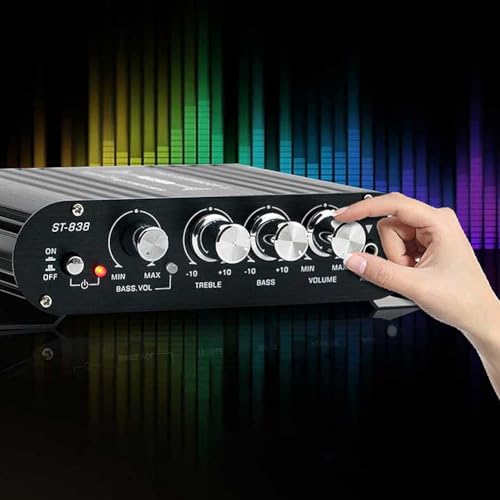 FVZWKHD -838 Amplificateur de Puissance HiFi 2.1 Canaux 80 W X 2 Amplificateur de Son Stéréo pour Basses avec Sortie Caisson de Basses Amplificateur Audio Domestique Noir – vue 3