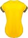 DIGITMON Women's Baseball Softball Jersey Button Down Premium Two-Stripe Sleeve Shirts Uniform YELLOWBLACK, 2X-Large