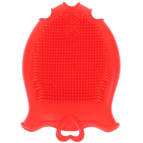 FRCOLOR Baby Head Scrubber Soft Silicone Baby Bath Scalp Brush Massage Flower Shape Cap Essential for Dry Brush Skin Scrubbers Red