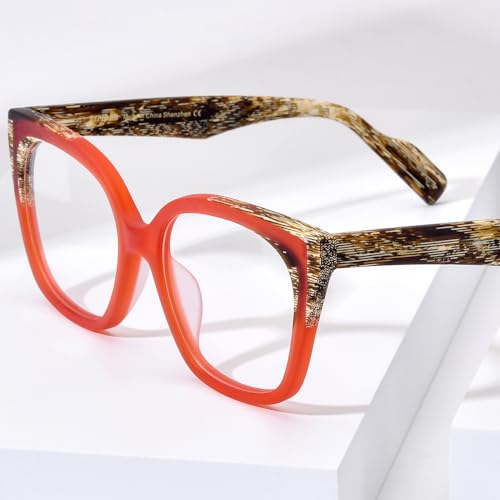 Image of HEPIDEM Gradient Multicolor Acetate Glasses Frame Women Big Oversize Eyeglasses 2023 New Spectacles Eyewear