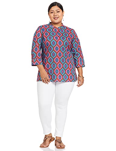 Image of Amazon Brand - Myx Women Printed Regular Cotton Short Kurti (Available in Plus Sizes)