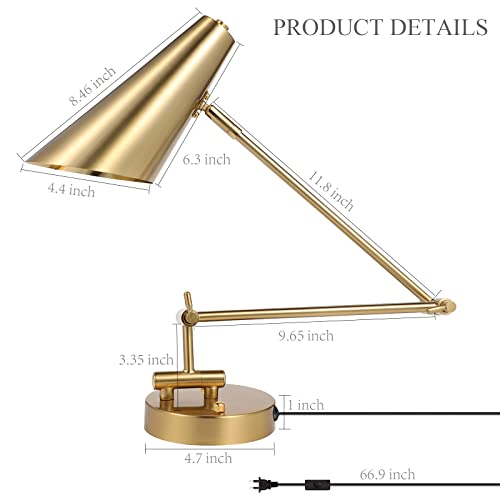 Vida Brillante Wall Sconces With Plug In Cord, Modern Adjustable Wall Lights For Bedroom, Foldable Swing Arm Wall Lamp With Mounted Light Fixtures & On/Off Switch Reading Light Fixture Bedside Lamp #TOP2