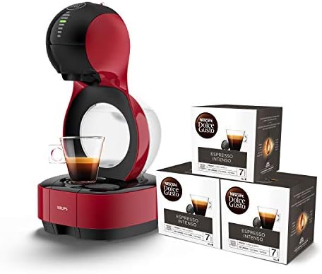 Pack Krups Dolce Gusto Lumio KP1305 - Cafetera de cápsulas, 15 bares de  presión, color rojo + 3 packs de café Dolce Gusto Espresso Intenso - PREYCA