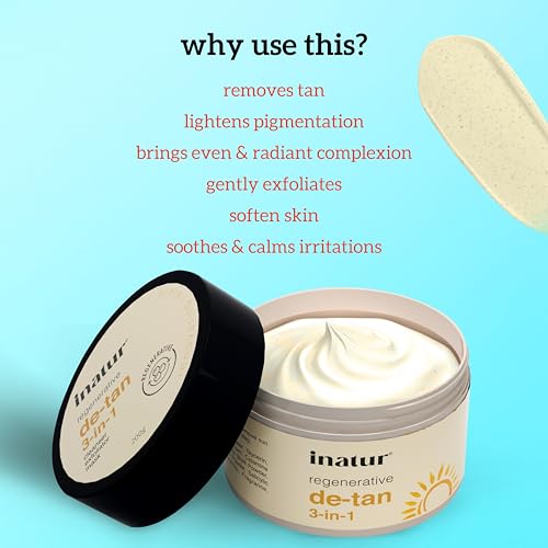 Image of inatur De Tan 3-in-1 Face Scrub | Multipurpose use as Cleanser, Exfoliator & Mask for Glowing Skin | Remove Tan & Brighten | with Niacinamide, Calamine, Papaya & Apricot | for All Skin Types | 200g