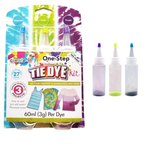 EZZICART 3 Colors Tie Dye Kit - Non-Toxic Vibrant Tie Dye Supplies for DIY Arts and Crafts Shirt Fabric Tie Dye Kit for Kids & Adults (3 x 60 ML, Pink Blue Yellow)-picture-30