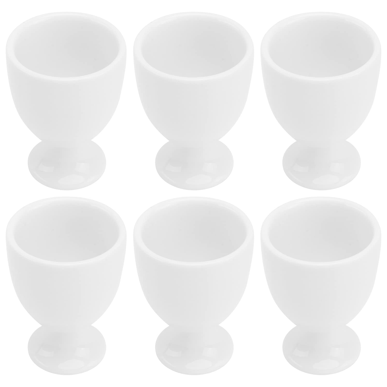 PRETYZOOM Coquetiers en Céramique Blanche, Lot de 6, pour Petit-déjeuner | Support Stable pour Œuf, Nettoyage Facile, Style Épuré pour Hôtel et Table