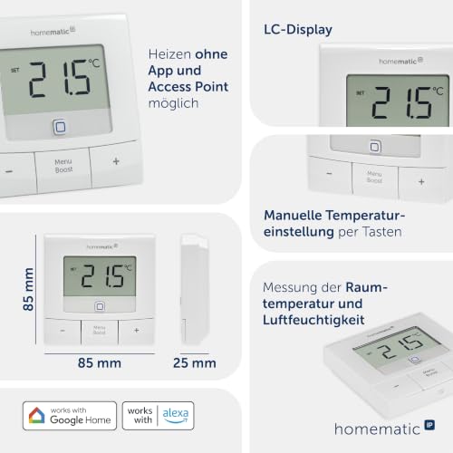 Homematic IP Wandthermostat – basic | Smart Home, digitales Thermostat für Heizkörper mit/ohne...