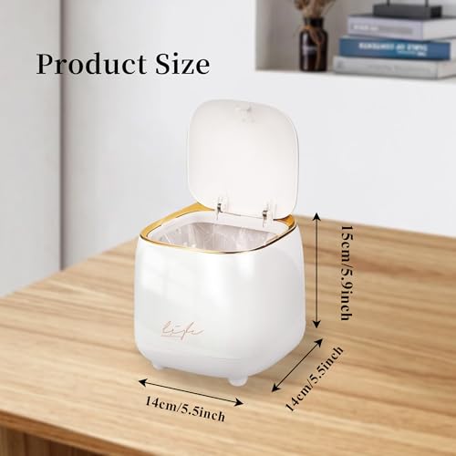 Basurero mini de escritorio portátil blanco miniatura 3
