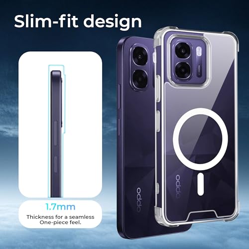 Image of A rtistque Clear Back Cover Case for Oppo K14x 5G / K14 / A6x / A6s 5G | Compatible with Mag-Safe | Premium Cover | Shockproof TPU Bumper | Slim Protective Design | Oppo K14x Back Cover - Transparent
