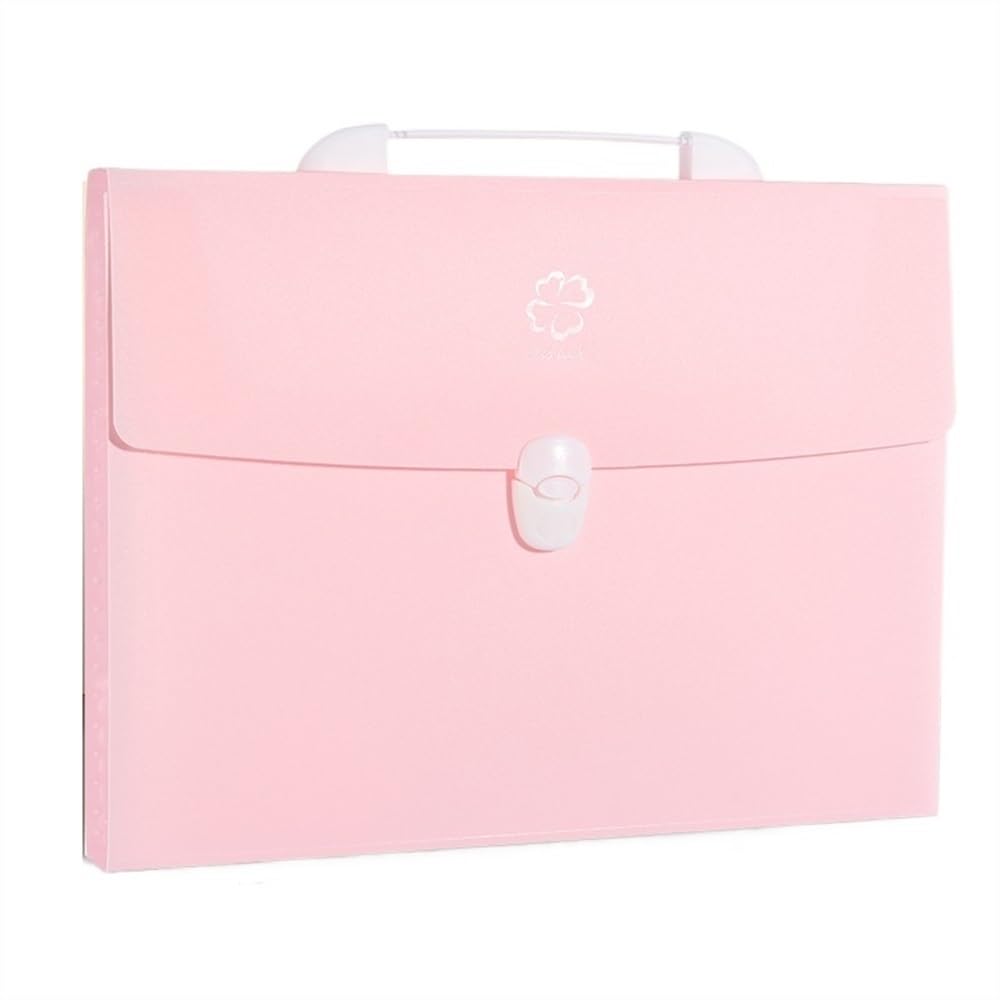 Cartella espandibile A4 con 13 tasche buste in plastica trasparente multicolore for ufficio scuola(Pink)