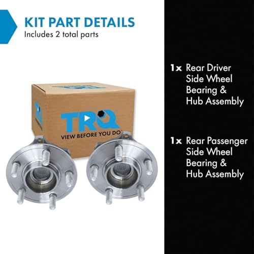 Image of TRQ Rear Driver and Passenger Side Wheel Bearing and Hub Assembly Set 2 Piece Compatible with 2015-2023 Chrysler 300 2015-2023 Dodge Challenger 2015-2023 Charger