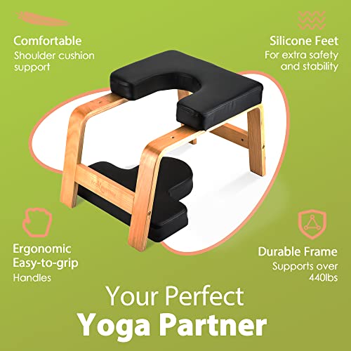 Image of BODY RHYTHM Yoga Headstand Bench, Yoga Inversion Chair, Headstand Trainer for Relieve Stress, Improve Sleep & Digestion and Strength Training, Ideal for Home Workout, Fitness and Gym