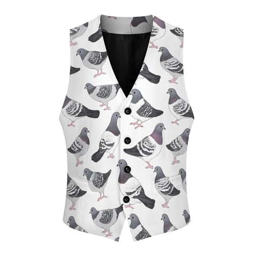 Pigeon Pattern Trendy Vest Suit for Men V Neck Formal Dress Waistcoat Vests Business Slim Fit3