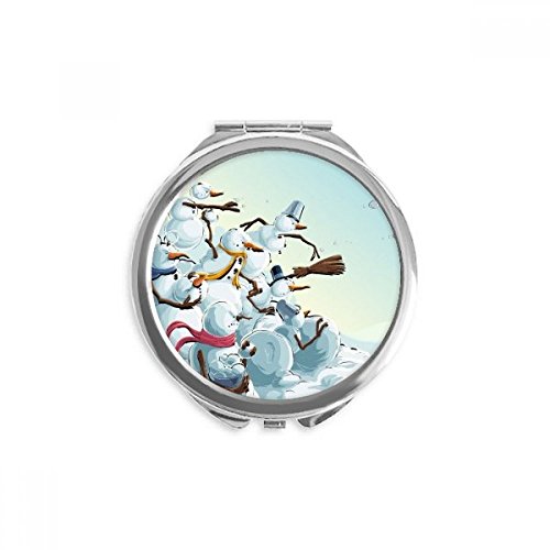 Miroir rond bonhomme de neige maquillage main portable peinture noël multicolore