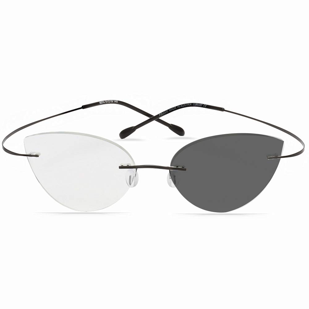 MANG Unisex Randlose Selbsttönende Lesebrille Lesehilfe Sonnenbrille Sehstärke Brille Ultraleichte Komfortabel Rahmen Blendfrei Entspiegelt