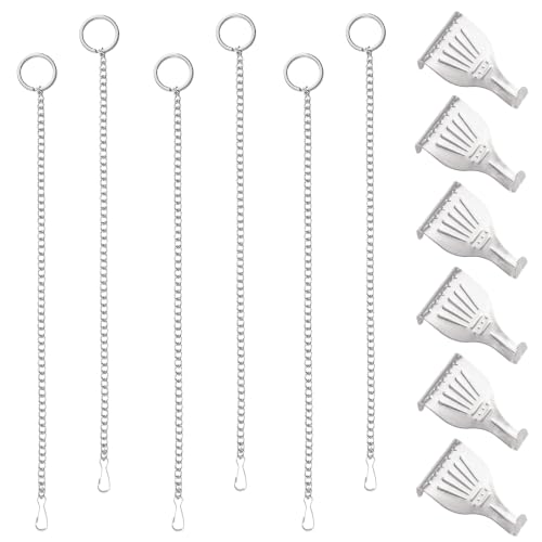 Image of Picture Rail Hooks and Chain, 6Pcs Hooks with 30CM Chains, Silver