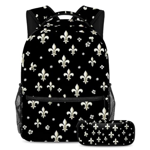 Sac à dos fleur de lys ergonomique contre le désordre des fournitures scolaires