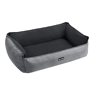 FEANDREA Dog Bed Large, Reversible, Washable, Grey and Dark Grey PGW172G01