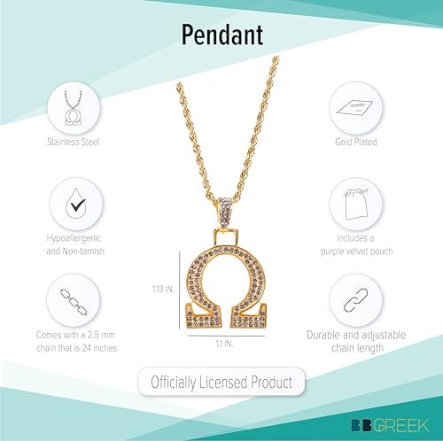 Bad Bananas BBGreek Omega Psi Phi Paraphernalia - Official Vendor - Omega Pendant and 24 Inch Rope Chain Necklace - Austrian Crystals3