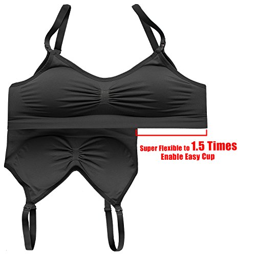 Image of HOFISH 3PACK Full Bust Seamless Nursing Maternity Bras Bralette S-XXL with Extra Bra Extenders & Clips