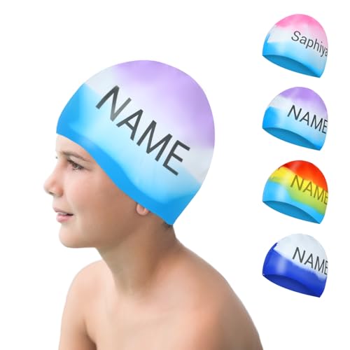 NGTSFLY Kinder-Badekappe mit Namen -...