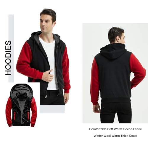 Image of SWISSWELL Men Zip Up Hoodies Sherpa Lined Jacket Heavyweight Fleece Sweatshirt Winter Warm Hooded Coat
