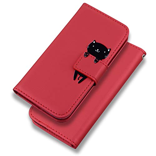 Tiyoo Phone Case for iPhone 7 Plus Case iPhone 8 Plus Cover Cartoon Animal Cute Pattern Folding Stand PU Leather Wallet Flip Cover Protective Case with Card Slots (red)