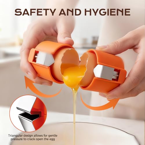 2026 New Egg Opener, Stainless Steel Egg Cracker Tool, Multifunctional Peeler Shell Remover for Raw and Hard Boiled Eggs, Kitchen Gadget for Making Cakes, Cookies (Orange) - Image 6