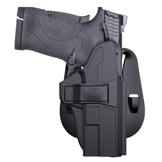 Paddle Holster for M&P Shield 9mm EZ, Right-Handed OWB Holster for S&W M&P Shield 9mm/.380 EZ M2.0 Gun , 60° Adjustable Level Ⅱ Retention Belt Pistol Holsters with Quick Release Button, Open Carry