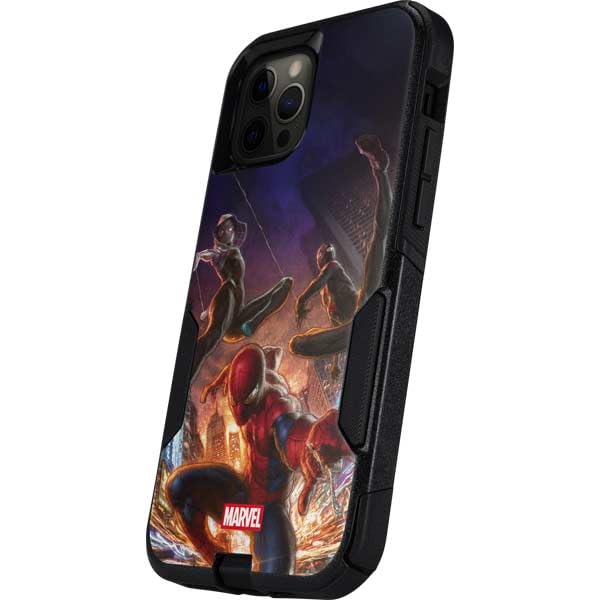 Skinit Decal Phone Skin Compatible with OtterBox Commuter iPhone 12 Pro Max - Officially Licensed Marvel Spiderman Group Wall Design