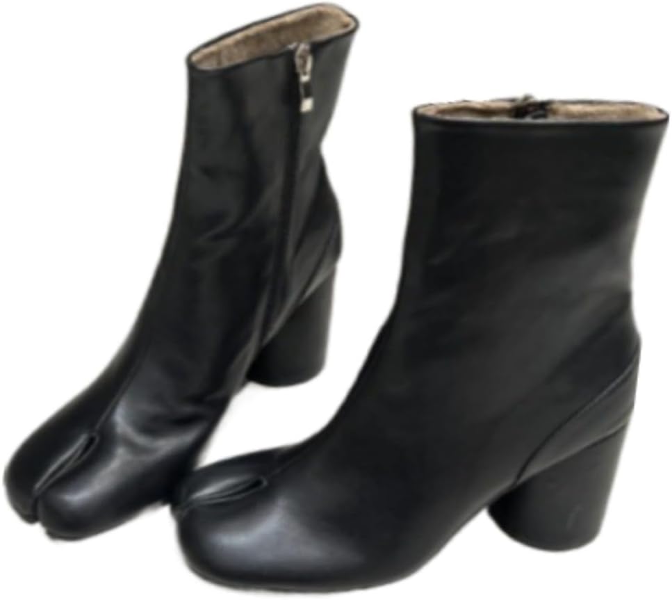 Tabi Boots Women Ankle Boots Low Heel Block Heels Booties - Low Top Split Toe Shoes Cute Casual Retro Trendy Comfortable Walking Lightweight Preppy Female Solid All-Match for Daily Wear Beach Travel