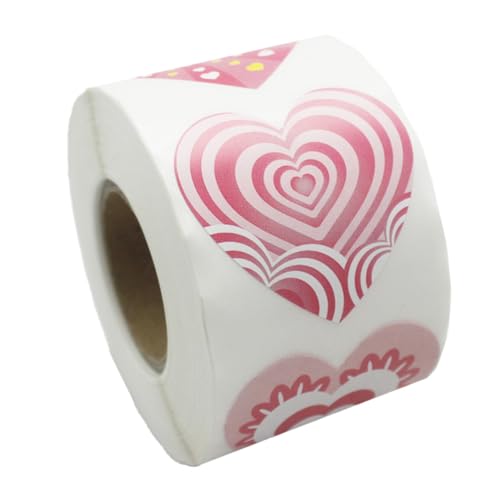 Healifty Pegatinas Adhesivas de Corazón para Sobres 500 Unidades por Rollo Tamaño 38 MM 8 Diseños Coloridos Etiquetas de Embalaje para Manualidades y Decoración Escolar