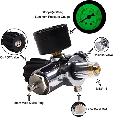 TUXING Universal 3L 4500psi Carbon Fiber Air Tank(Empty Bottle)& Paintball Fill Station with Valve Regulator Gauge for PCP Game - Image 3