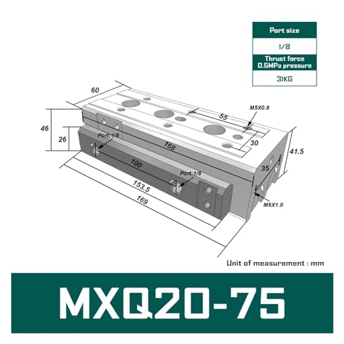 Module de guidage pneumatique MXQ20 vérin double tige alésage 20mm course ajustable