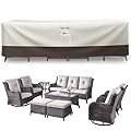 Outdoor Furniture Covers for 7/8/9 Pieces Set - Waterproof 600D Oxford Fabric Patio Cover for 7/8/9 PCS Sets Sectional Sofa Couch Dining Rocking Swivel Chairs Ottomans Coffee Table – XXL/Cream Beige