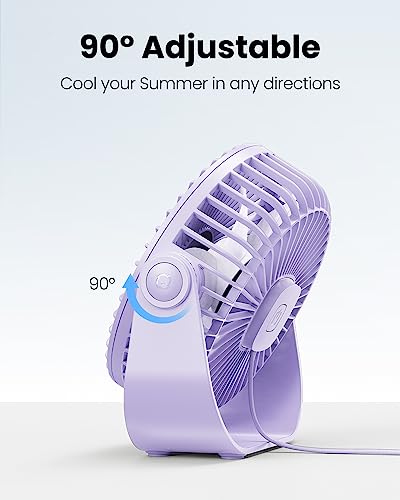 Gaiatop Mini Desktop Fan, 2000mAh Battery Rechargeable Small Table Fan with 3 Speed Strong Wind, Ultra Quiet Portable Desk Fan Usb Charging Personal Fan for Office Home Travel (Purple)