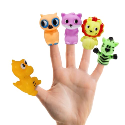 Image of FunBlast Finger Puppets Toys for Kids - Pack of 5 Rubber Animal Puppets - Washable, Colorful Storytelling Puppet Toy for Toddlers - Random Design
