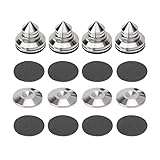 4 Sets Speaker Isolation Stand Feet, Stainless Steel Speaker Base Pads, Shockproof 28-32mm Adjustable Speaker Vibration Absorber Spike Cone Mats for Amplifier Turntable DAC Recorder CD (27x29x5MM)