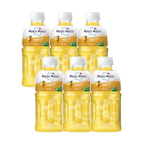 Image of Mogu Mogu Pineapple Juice with Nata de Coco Jelly 320ml (Pack of 6), Refreshing Tropical Thai-Made Sip & Chew Beverage